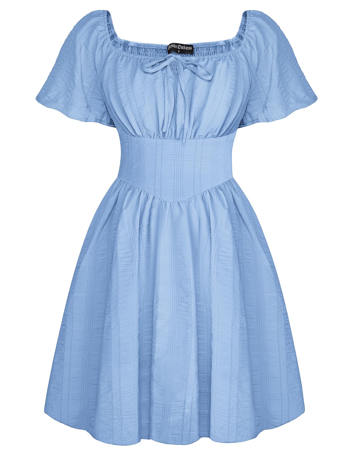 SCARLET DARKNESS Damen Renaissance Kleid Square Neck Bubble Kleid Mittelalter Mini Corsagenkleid