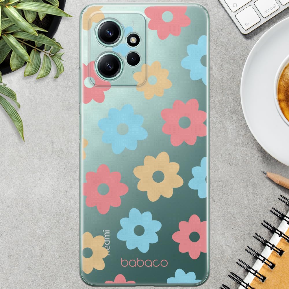 BABACO ERT GROUP custodia per cellulare per Xiaomi REDMI NOTE 12 4G originale e con licenza ufficiale, modello Flowers 057 adattato in modo ottimale alla forma dello smartphone, custodia in TPU