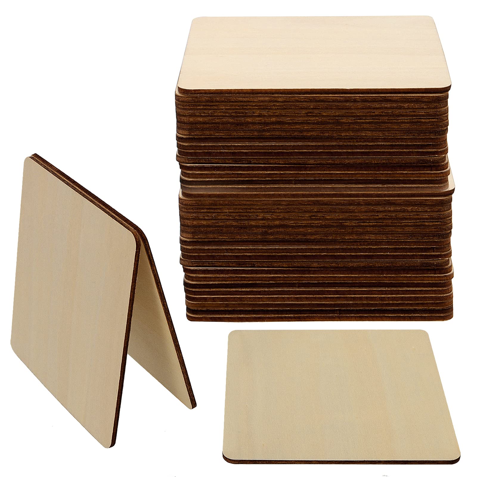 Buy HEIHAK 100 Pieces 4 x 4 Inch Unfinished Blank Wood Squares, 2mm