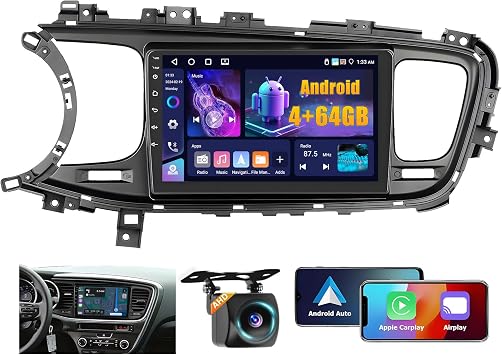 4+64GB Android 15 Car Stereo for Kia Optima K5 2013-2015 Wireless Carplay Android Auto 9" Touch Screen Car Radio Dash Kit with GPS WiFi Bluetooth SWC DSP EQ Mirror Link Backup Camera
