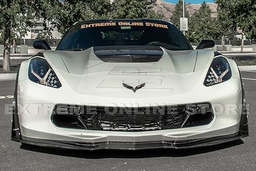Miniatura 2 de Para Chevrolet Corvette C7 2014-2019  Z06 Etapa 3 Estilo Parachoques Delantero Inferior Divisor Extensión Lateral Aletas (Fibra de Carbono)
