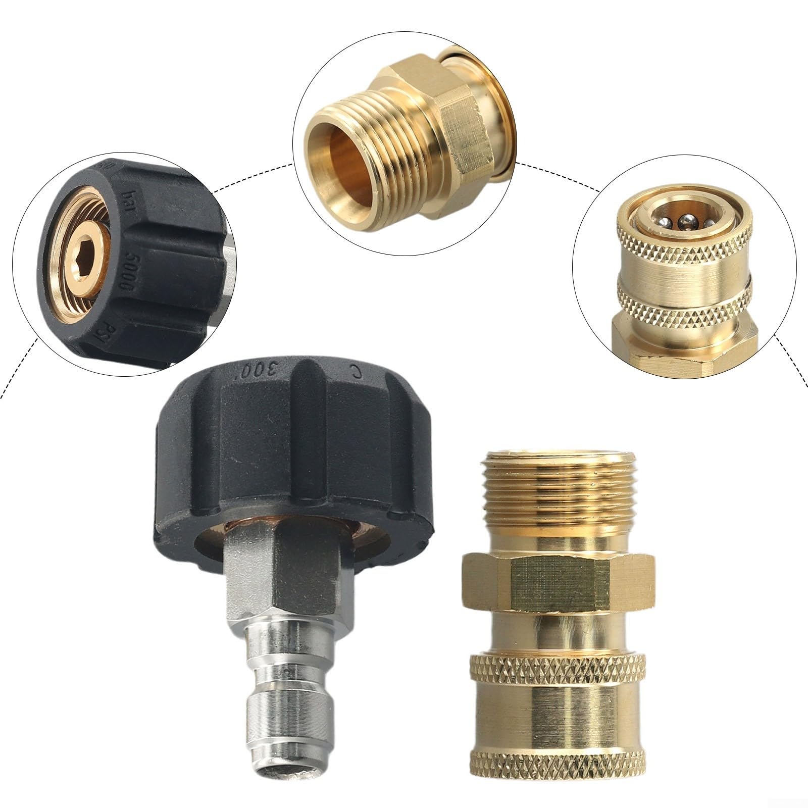 Adaptateur M22 Pour Nettoyeur Haute Pression - Connexion Rapide, Lot De 4 Pièces