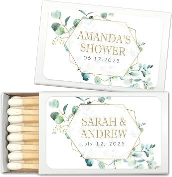 Wedding Matches, Eucalyptus Perfect Match Personalized Matches for Wedding Favors - Custom Wedding Matches Set of 50 Matchboxes White Box
