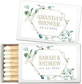 Wedding Matches, Eucalyptus Perfect Match Personalized Matches for Wedding Favors - Custom Wedding Matches (Set of 50 Matchboxes) (White Box)
