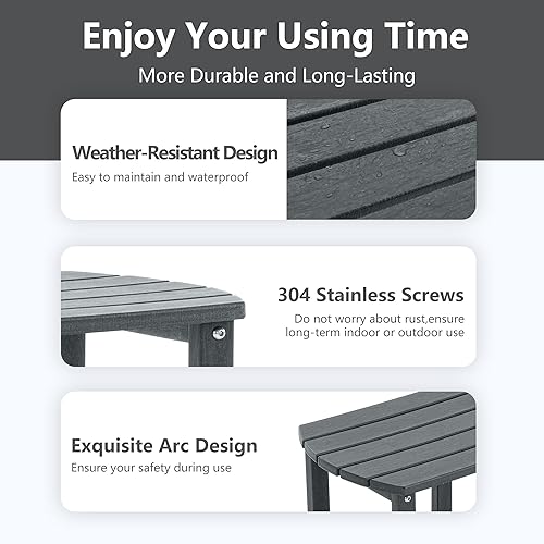 Miniatura 5 de Adirondack - Mesa auxiliar pequeña para exteriores, resistente a la intemperie, HDPE con almacenamiento de 2 niveles para hoguera, balcón, jardín,
