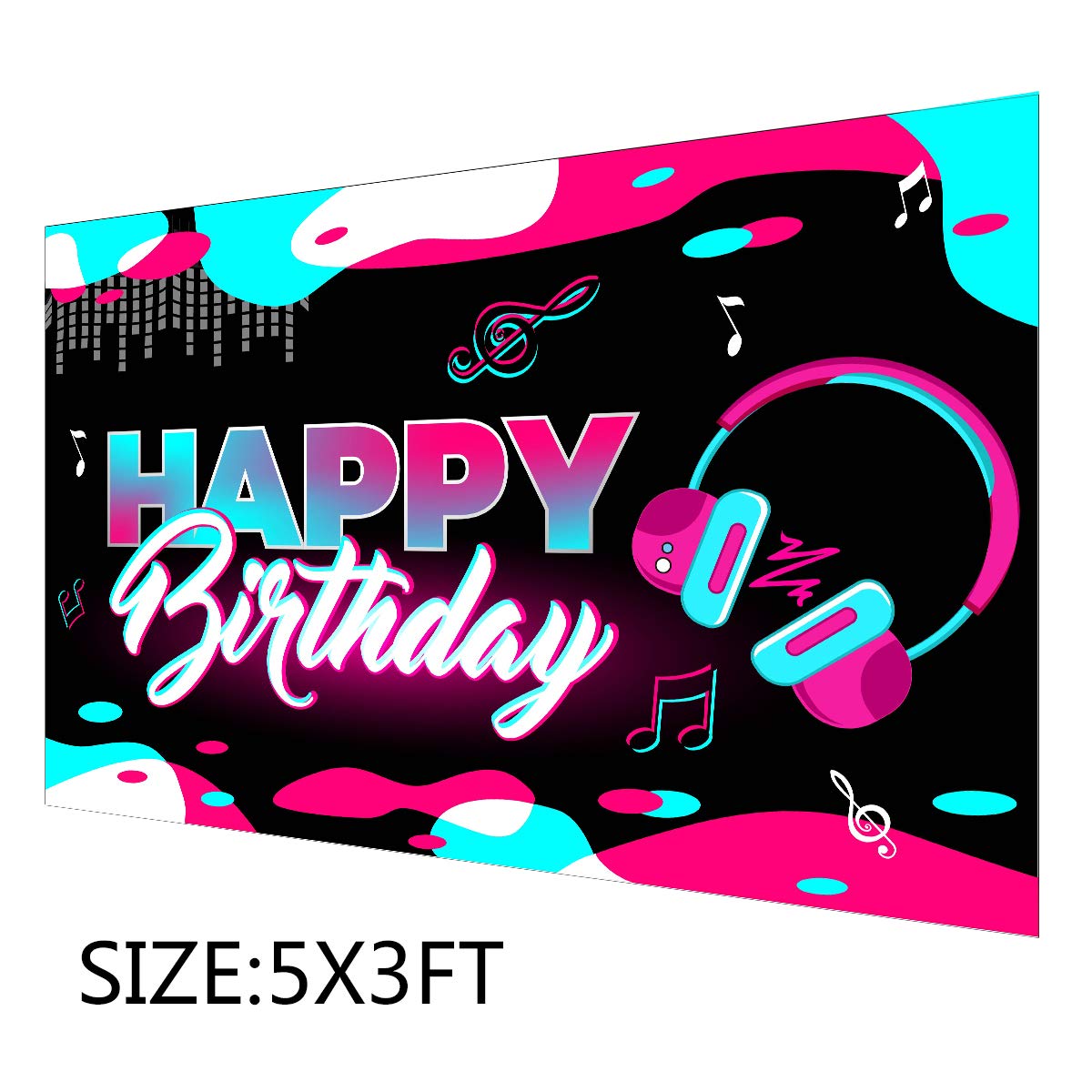 Happy Birthday Backdrop Music Party Background Photo Booth Banner
