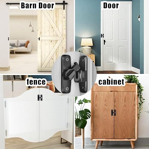 Miniatura 7 de Cerradura de puerta de granero Cerradura de puerta de 90180 grados, cerradura de seguridad de aleación de zinc, cerradura de puerta corrediza,