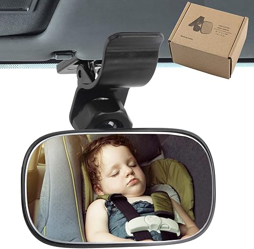 JONMON Espejo retrovisor interior automotriz para bebé, pequeño clip ajustable orientado hacia atrás del asiento retrovisor, clip convexo en la