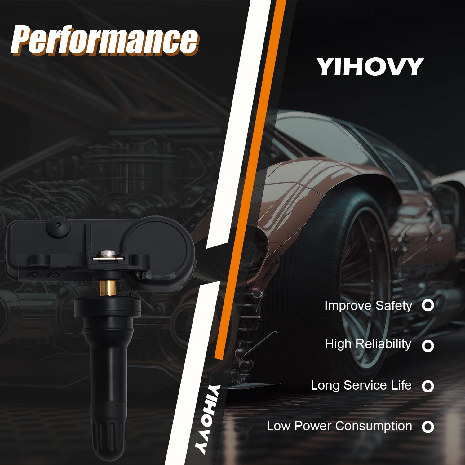 Pre-Programmed TPMS Sensor Tire Pressure Monitoring Sensor 68293199AA fit for Ram 1500 2019 2020 2021 2022 2023 2024, TPM358-433MHz (4)