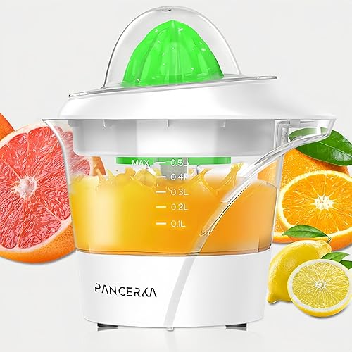 Exprimidor de cítricos con 2 conos, exprimidor eléctrico de naranja para limones, limas y pomelo, diseño desmontable fácil de limpiar, blanco,