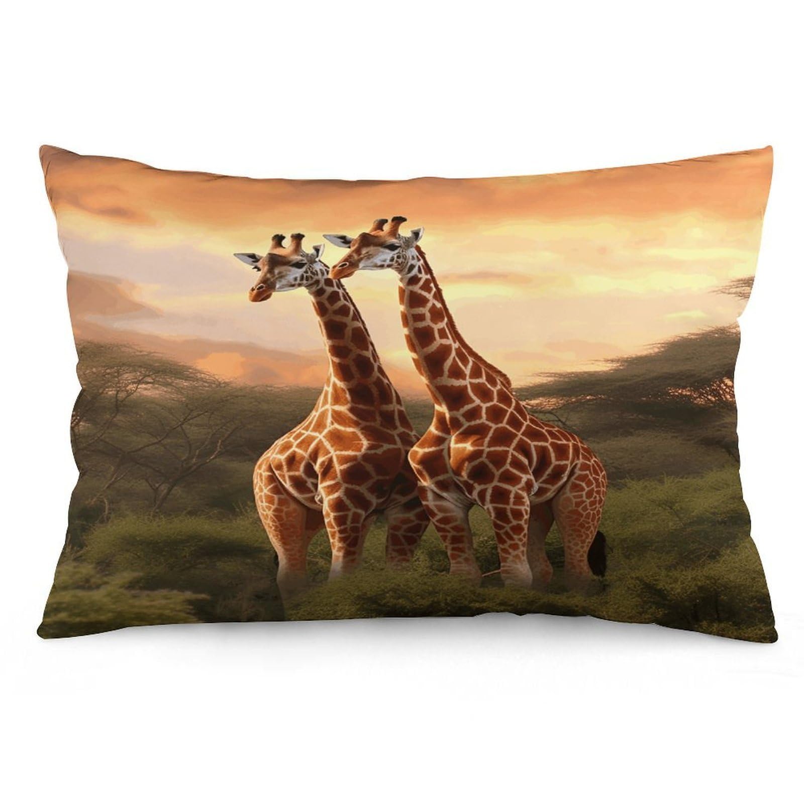 asbwuo Rectangular Decorative Throw Pillow Cover Soft Cushion Cover Couple Giraffe Queen Pillow Cases for Couch Sofa Living Room Bed