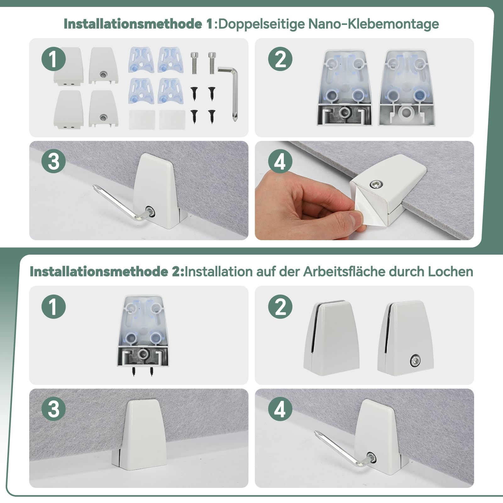 4 Piezas de protección Visual para Escritorio, 40 * 80 cm, Divisor de Escritorio Recortable, Mesa de Fieltro, para mesas de Oficina y de Trabajo, 9 mm de Grosor, Gris