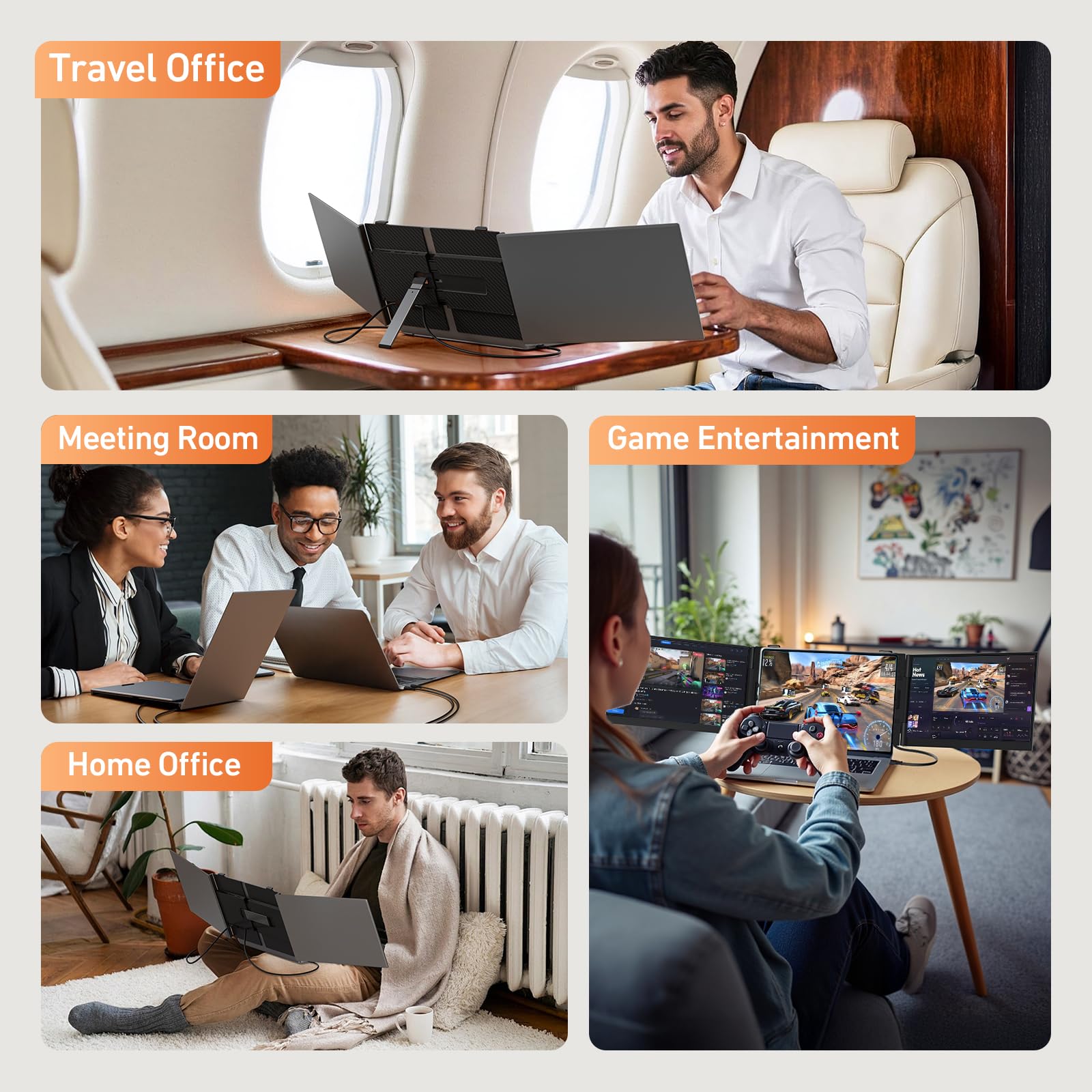 14.1'' Triple Laptop Screen Extender, 2.2lbs Ultra-Light Portable Monitor view 6