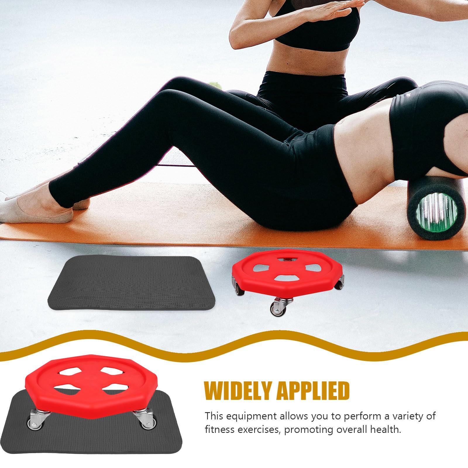 Healifty Disco para Entrenamiento, Placa Deslizante de Fitness, Disco de Entrenamiento Abdominal, PP, Rojo, Portátil, con Almohadilla para Rodilla y Cojín, para Ejercicio en Casa