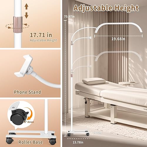 Miniatura 19 de HITTI Luz grande para esteticistas, pestañas flexibles de cuello de cisne para tecnología de pestañas, luz LED de media luna con soporte para Cuello