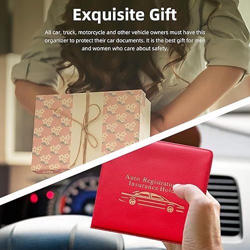 Miniatura 6 de Kewucn Soporte para registro y seguro de automóvil, paquete de 2 organizadores de documentos esenciales de primera calidad, accesorios universales