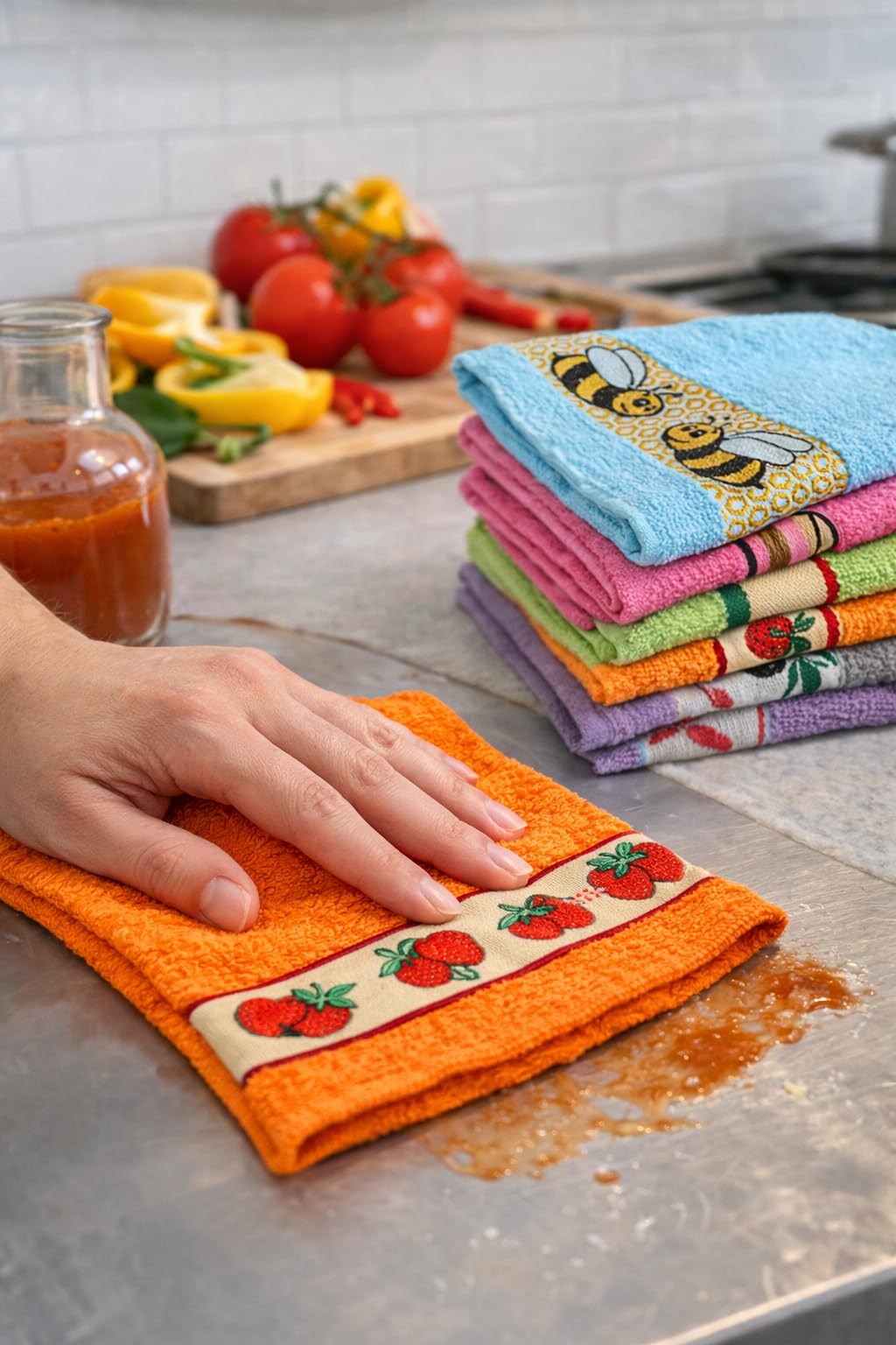 Genérico Paños de Cocina 100% Algodón 50x50 cm, Pack de 12 (Abejas)