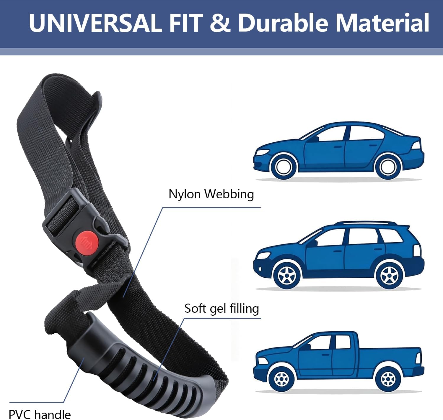 2PCS Car Adjustable Grab Handles, Car Accessories Handle Assist, Black image 4