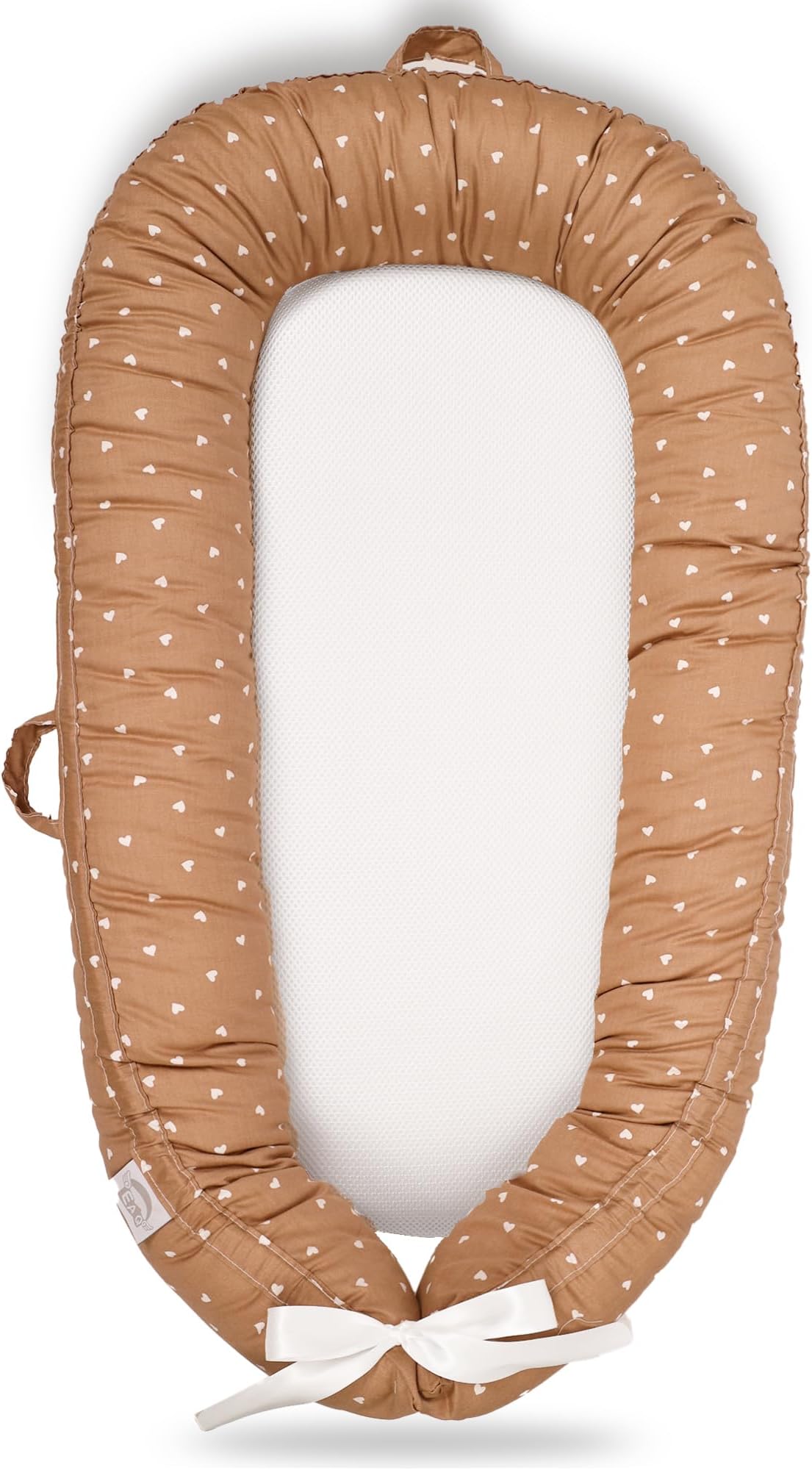 Baby Lounger Baby Nest for Co Sleeping Baby Bassinet Soft Breathable Perfect for Newborn Gift 100% Cotton Napping or Traveling for 0-12 Months (Brown)