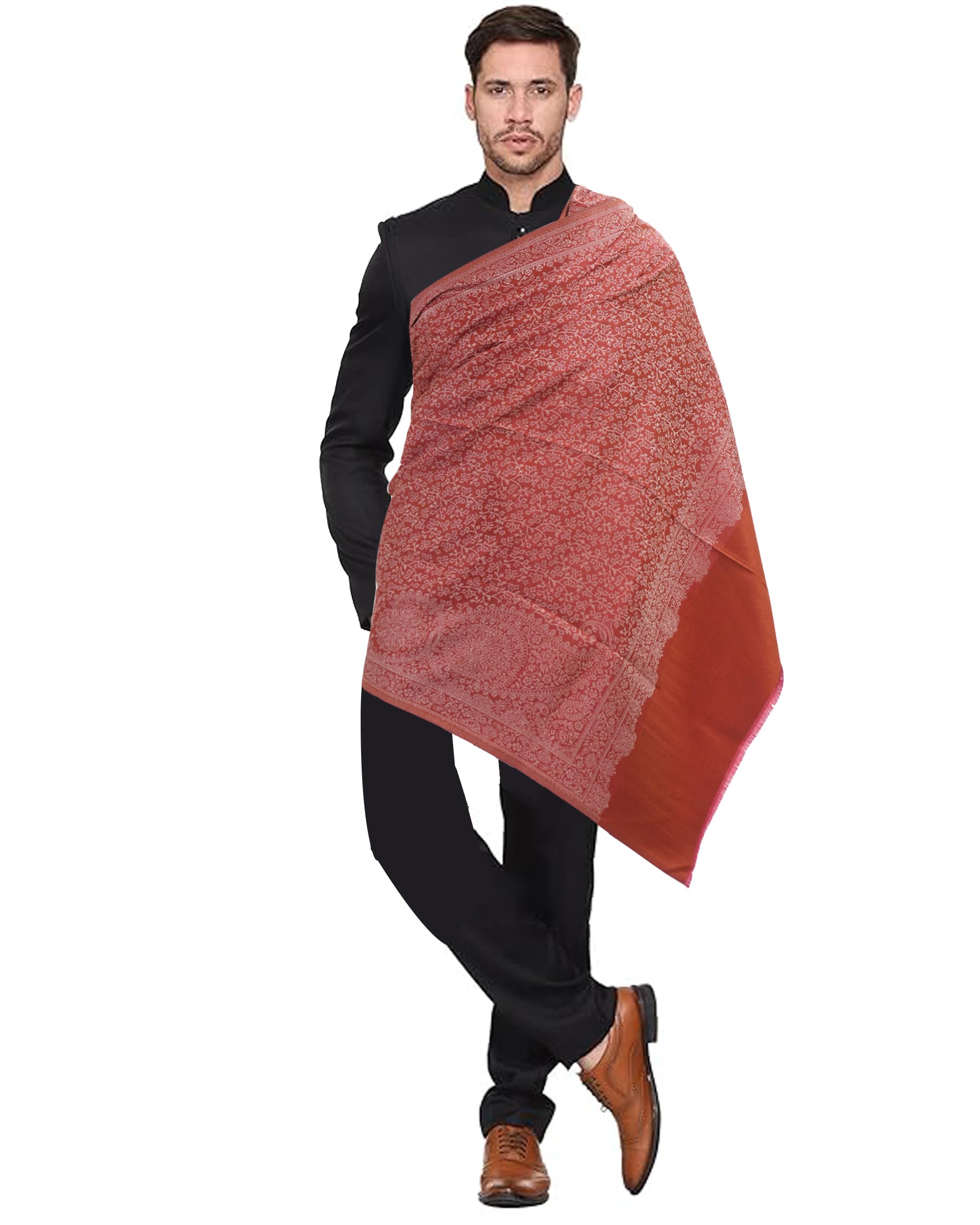 GenericMen's Kashmiri Wool Jamawar Design Shawl [SIZE:40X80 Inches]