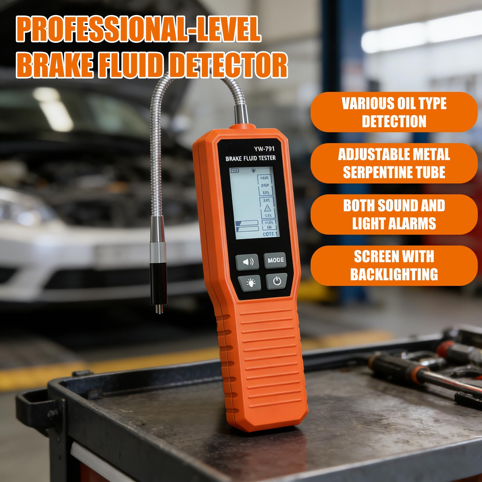 Strumento diagnostico automobilistico professionale Tester liquido freni con sonda a collo d'oca Design ergonomico Grip Tester fluido freni digitale
