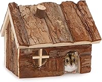 Vista 1 de Wontee Hamster Wood House - Cabaña escondida para hámsteres enanos, ratones, jerbos pequeños (pequeño)