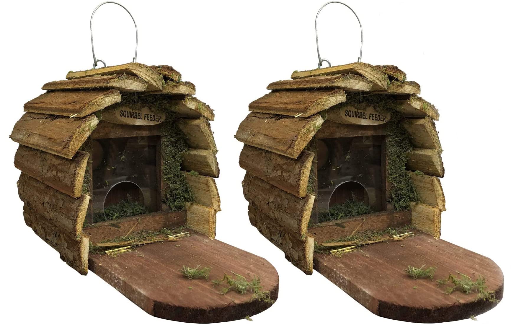 Selections Wooden Squirrel Feeder with Hinged Feeding Platform for Easy Feeding - Pack of 2