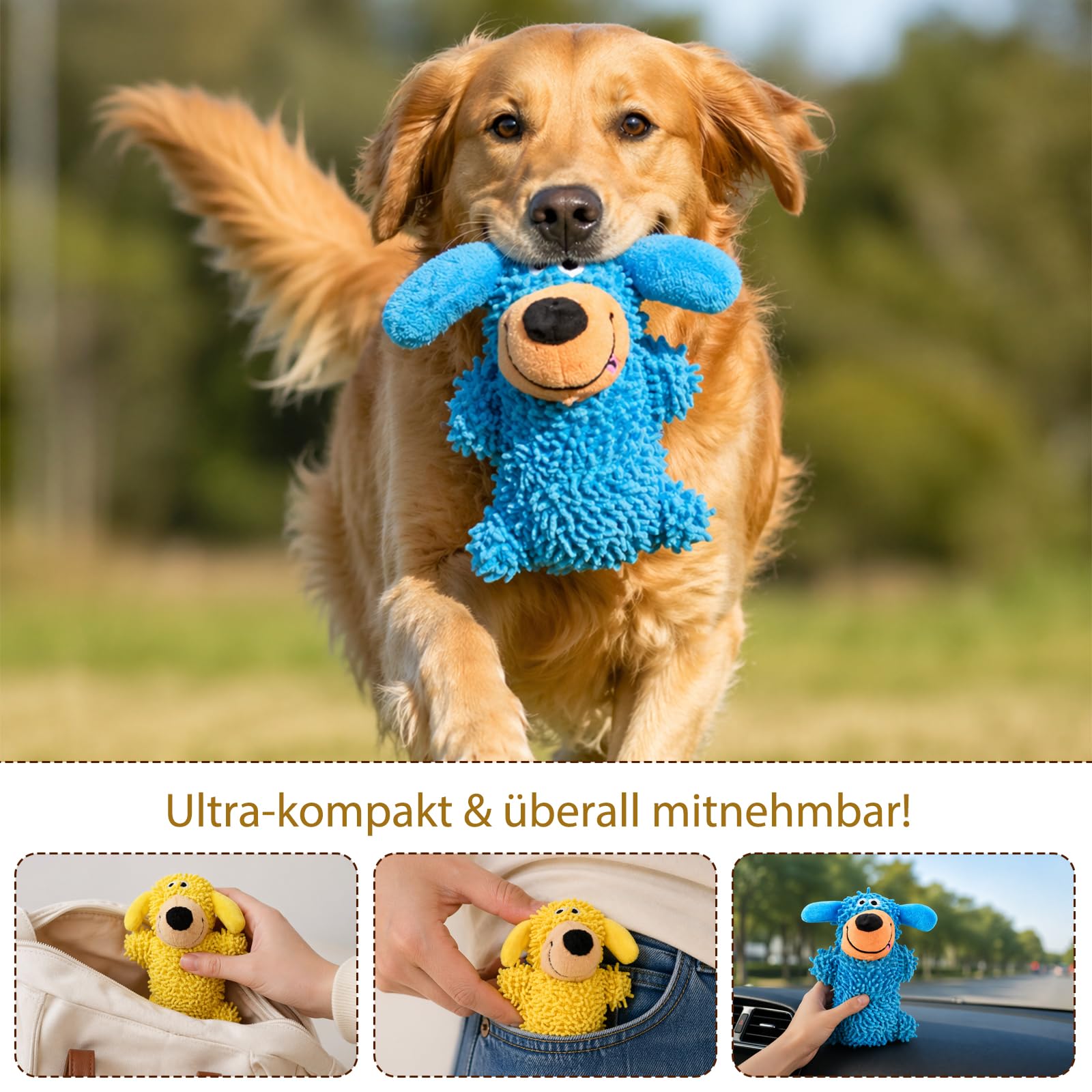 2 Stück Kicherndes Zahnreinigungsspielzeug In Hundefarben Hundespielzeug, 15 x 10 cm, Unzerstörbares Kauspielzeug für Kleine Hunde, Robuster Begleiter zur Beschäftigung von Welpen und Katzen