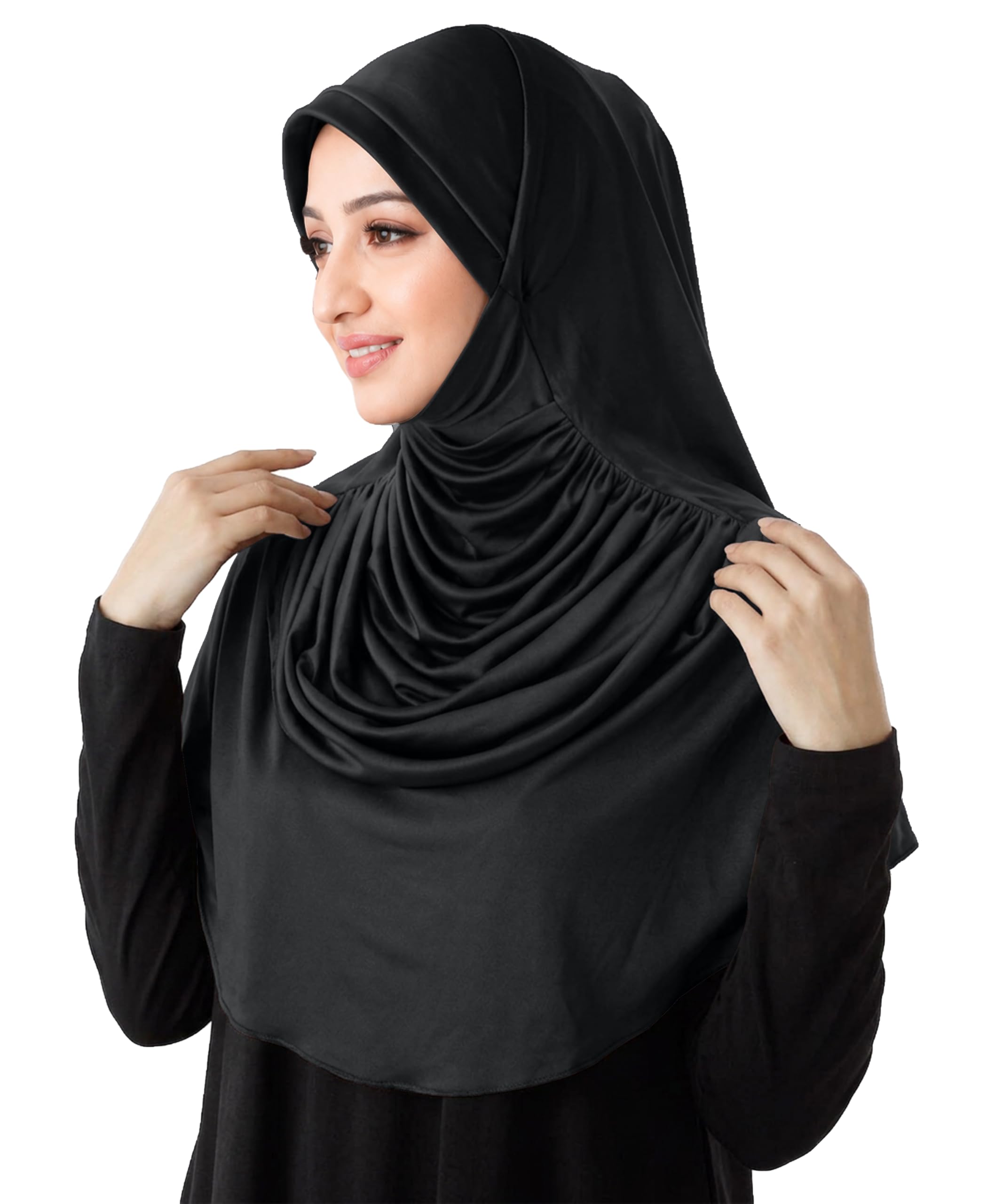 mehar Hijab's Modest Women's Stylish frill overlay Step Instant Hijab Solid Polycotton Feel Good Fabric Diya Hijab-picture-13
