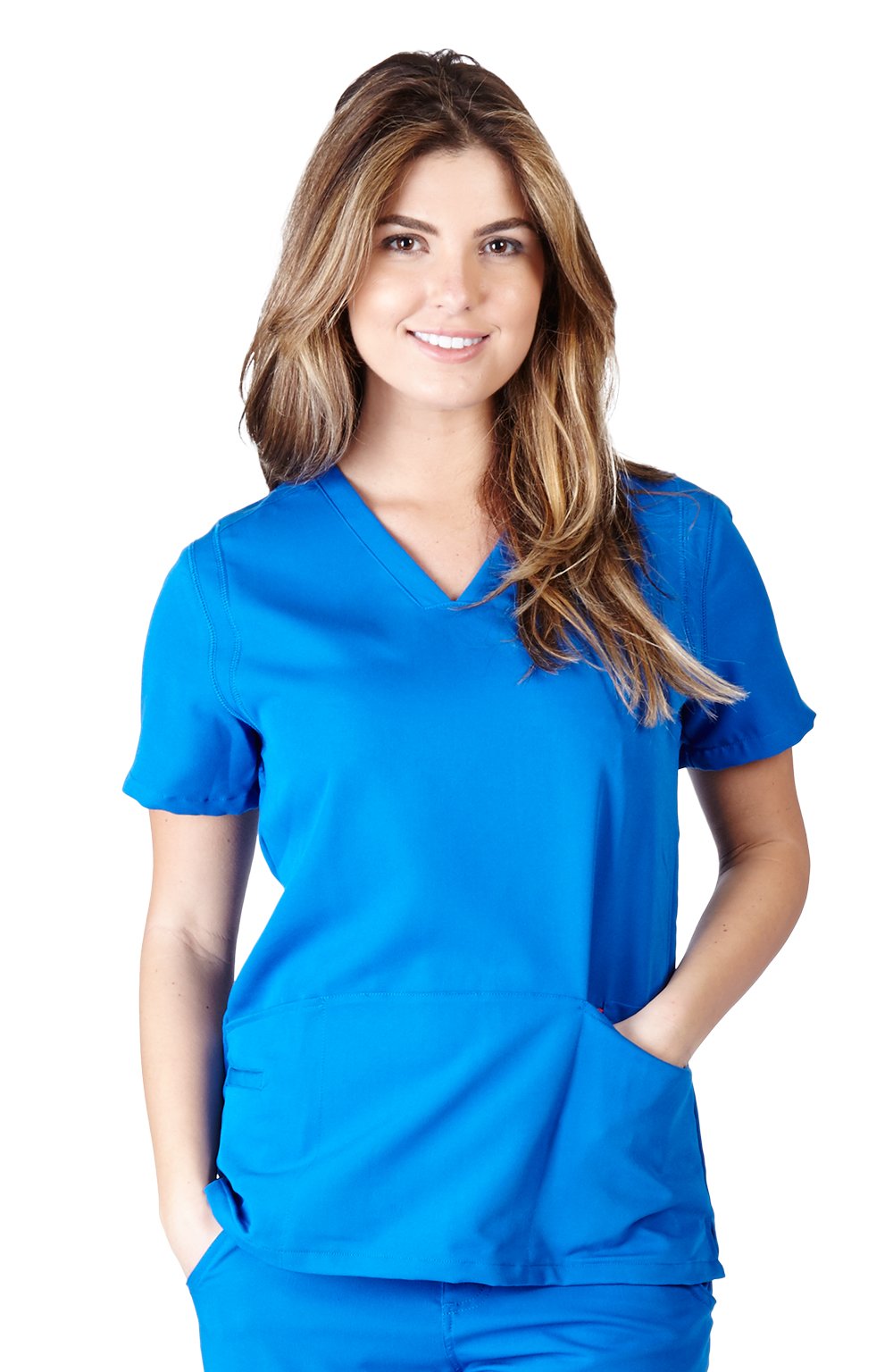 Ultra Soft Scrubs - Womens Two Pocket Scrub Top, True Royal 38790-Large