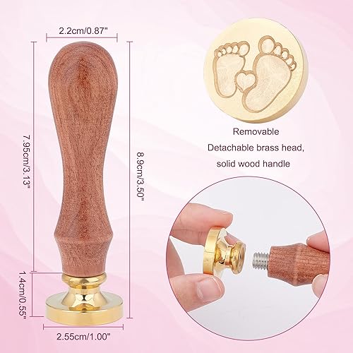 Miniatura 3 de PH PandaHall Sello de cera para pies de bebé, sello retro vintage para adornar sobres, invitación a fiesta de baby shower, paquetes de vino,