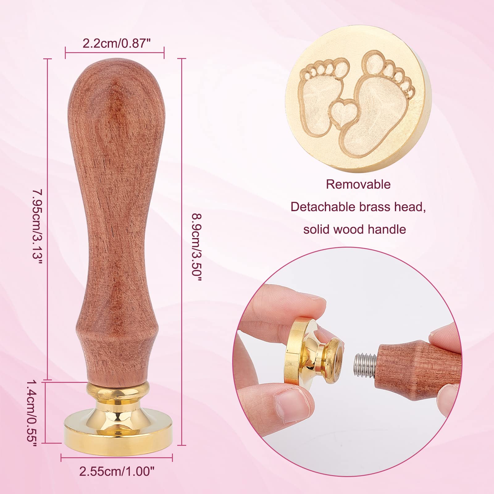 PH PandaHall Kit Timbri Per Sigillo Di Cera Teschio 30mm - Manico In Legno E Testa In Ottone Retrò Per Halloween - 3