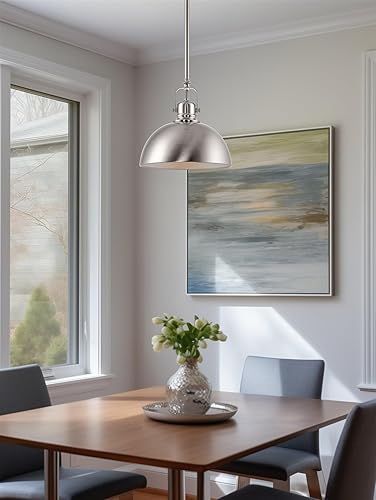 Miniatura 6 de Kira Home Belle - Lámpara colgante industrial contemporánea de 9 pulgadas, longitud ajustable + junta giratoria de sombra, acabado de níquel