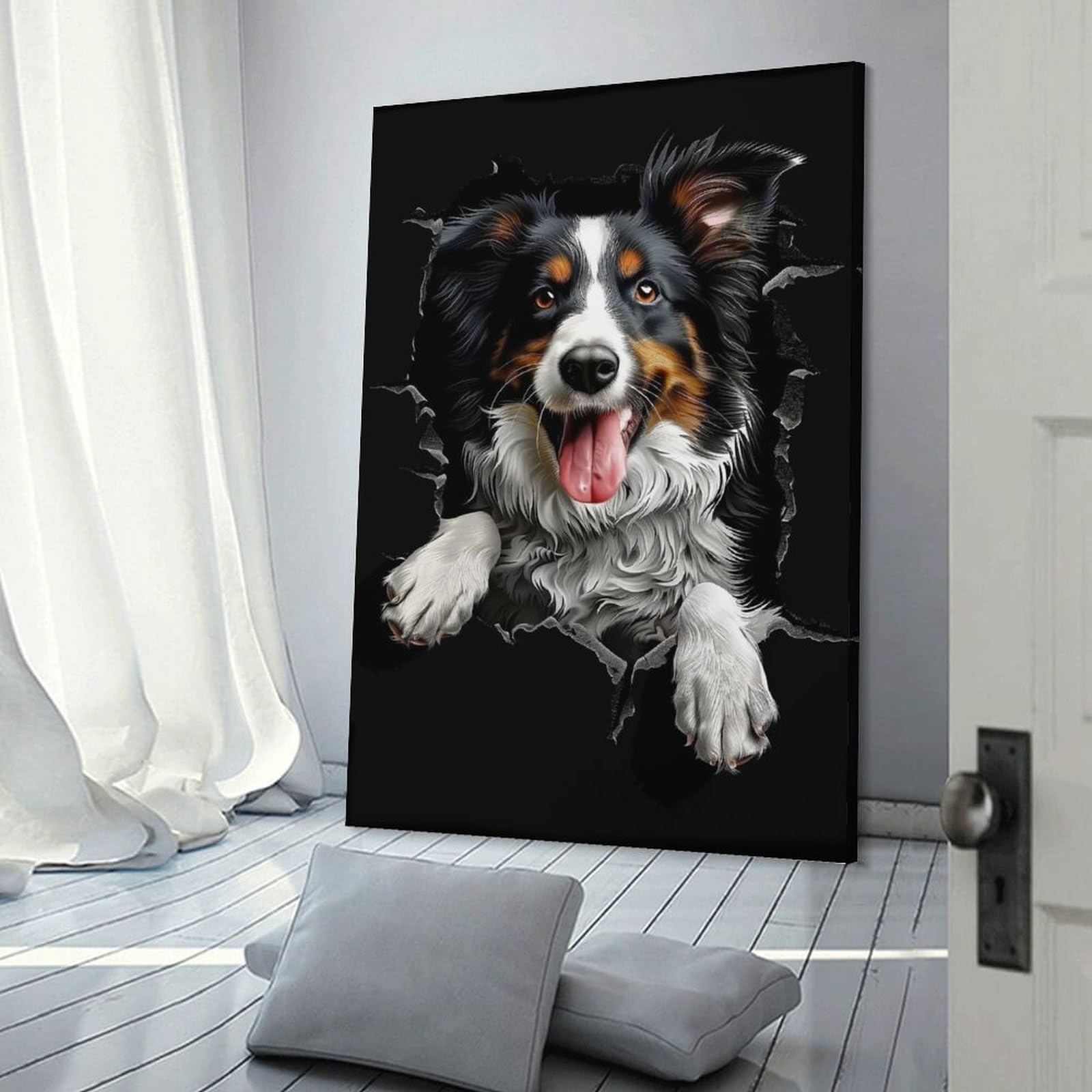 Junmoney Collie(2) Wall Picture Print 20x30inch(50x75cm), for Work Areas, Reading Rooms Or Studios, An Interior Accent for Desk Areas