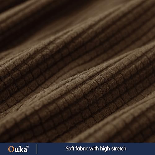 Miniatura 5 de Ouka Funda de cojín elástica para sofá, funda de cojín para asiento de sofá, protector de cojín reversible, protector de cojín suave para sofá