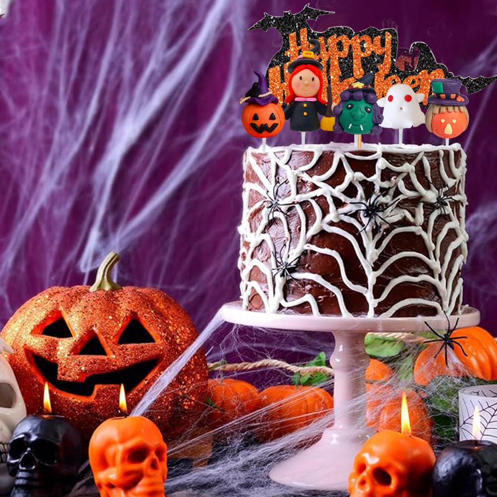 SUNSK Halloween Kuchen-Deko – 6-teiliges Set Mit Kürbis & Geistern | Cake Topper Für Muffins & Torten