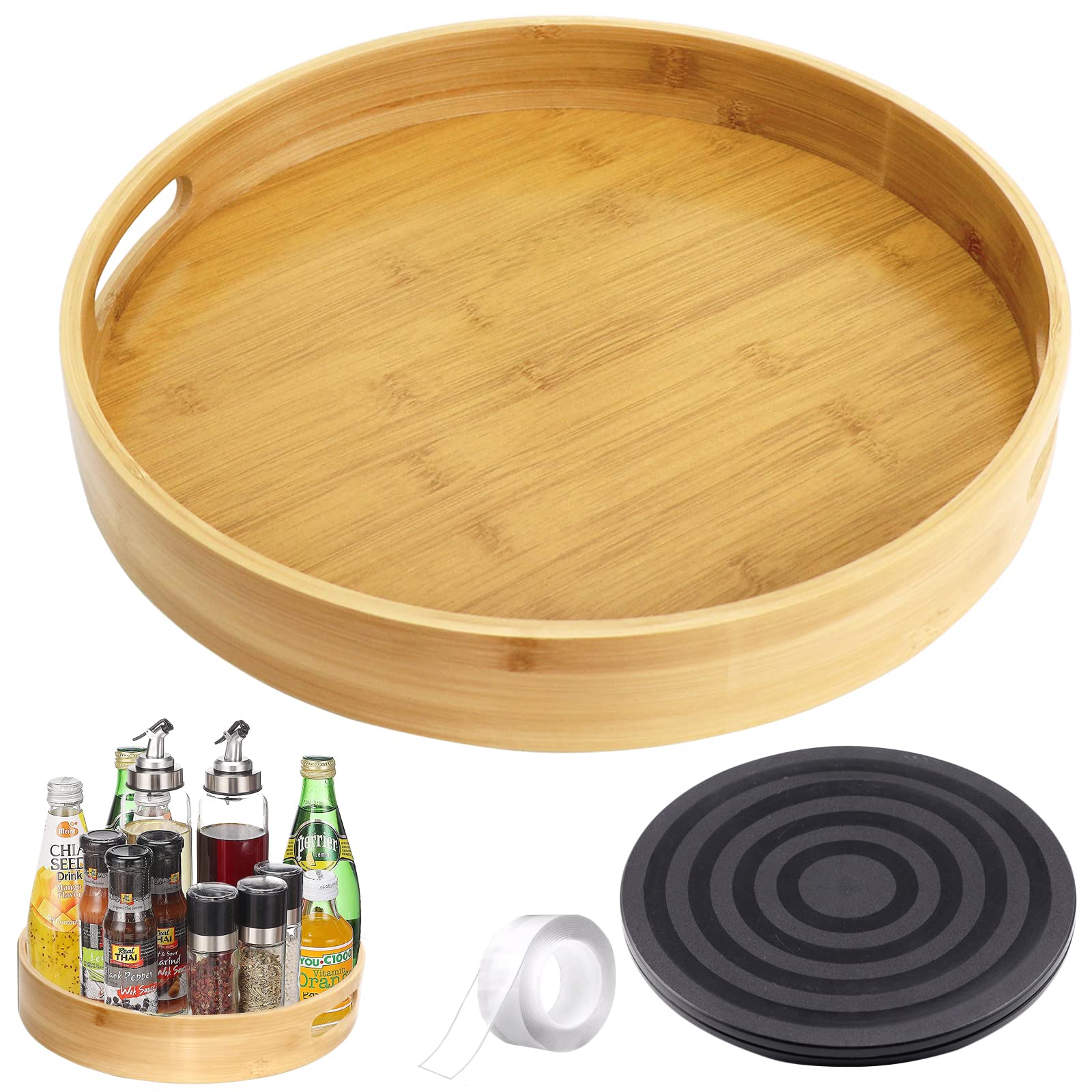 Buy 12 Inch Bamboo Lazy Susan Organizer,Wooden Rotating Spice Rack Wood