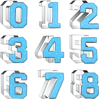 Number Cookie Cutter Set 3 Inch - 9 Piece Large Numbers #0#1#2#3#4#5#6 (#9) #7#8 Shapes Biscuit Fondant Baking Mold - Stainless Steel