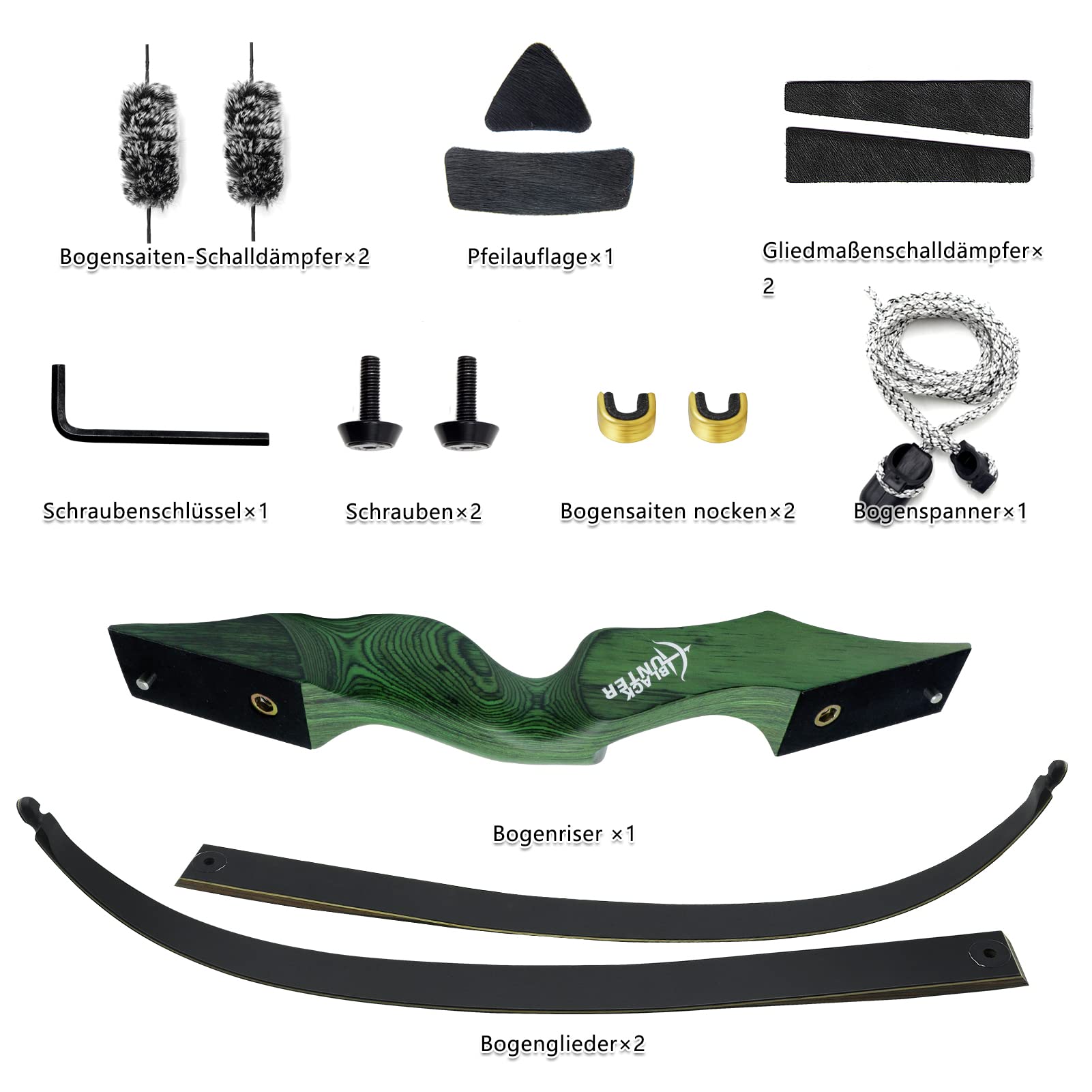 Black Hunter Takedown Recurve Bogen 60 Zoll Jagdbogen Erwachsene Sportbogen 20-60lbs Traditionell Holzbogen Für Rechtshand Die Jagd Zielschießen