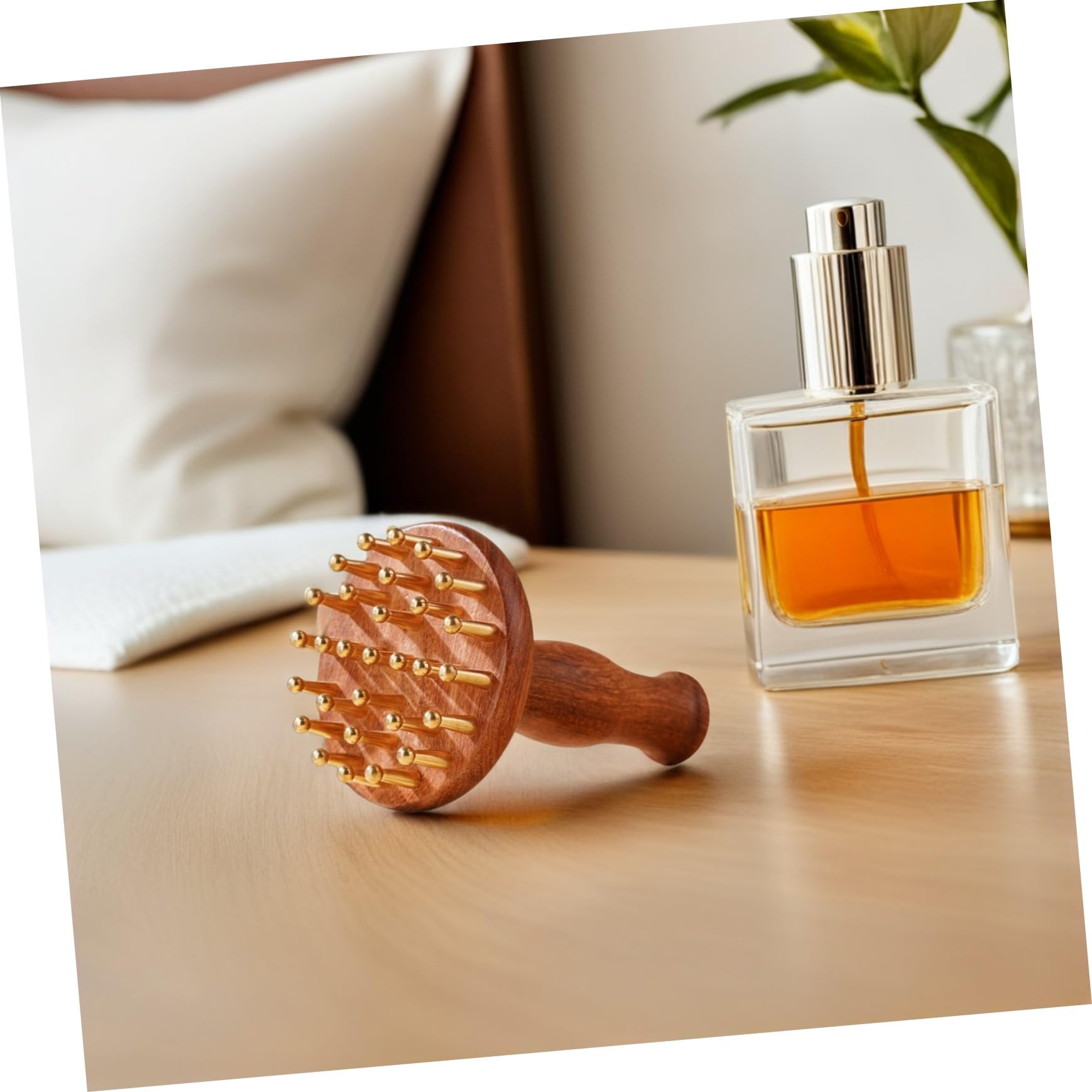 Sandelholz-massagebürste Mit Messingkopf Ergonomischer Ganzkörper-massagestab Für Gua Sha-körperpflege Rücken- Bauch- Oberschenkel Armentspannung Tragbar Für Zuhause Und