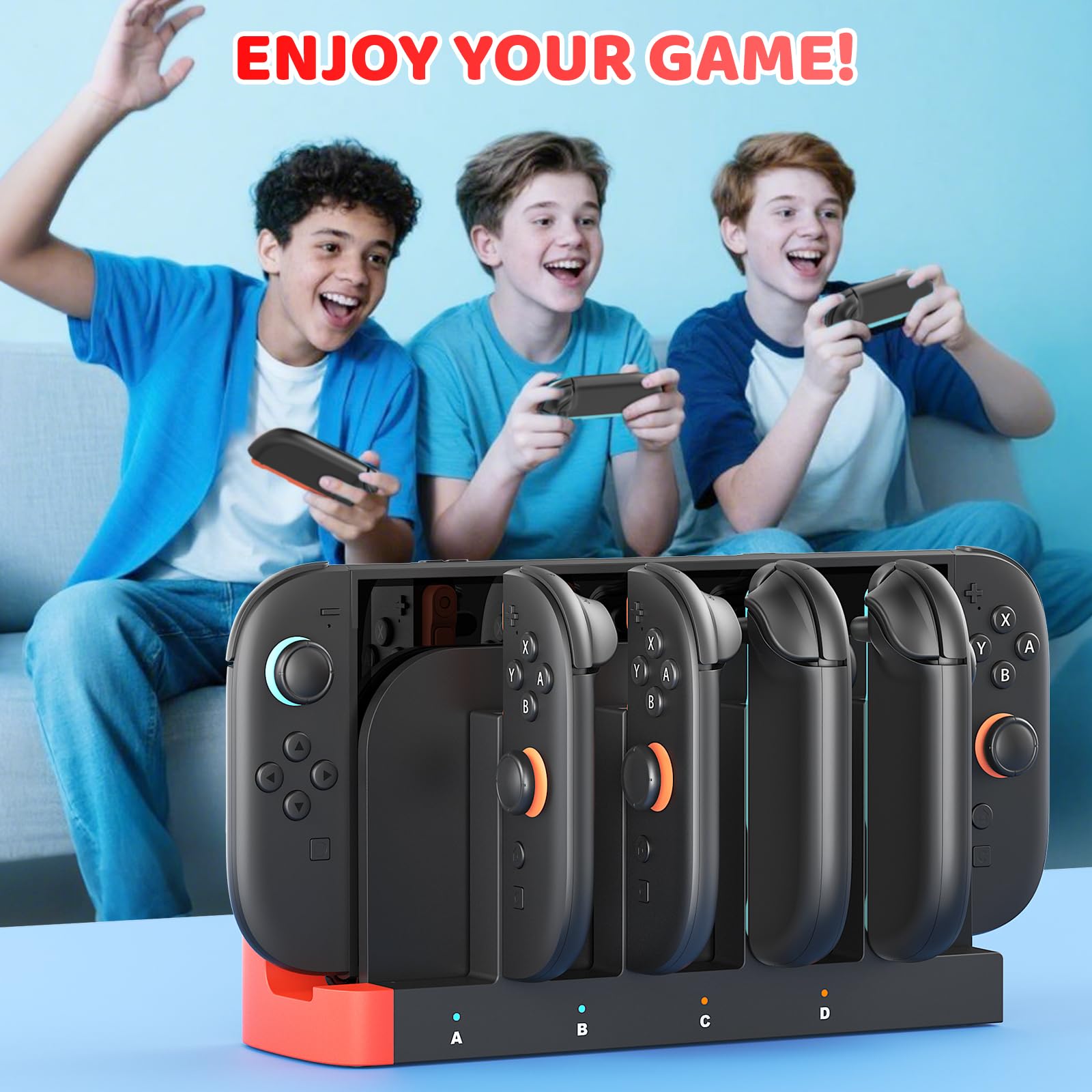 Base de Carga para Nintendo Switch 2, Joycon y Controladores con indicador de Carga LED, Carga rápida, Apagado automático, estación de Carga inalámbrica Switch 2 (Solo Compatible con Switch 2)