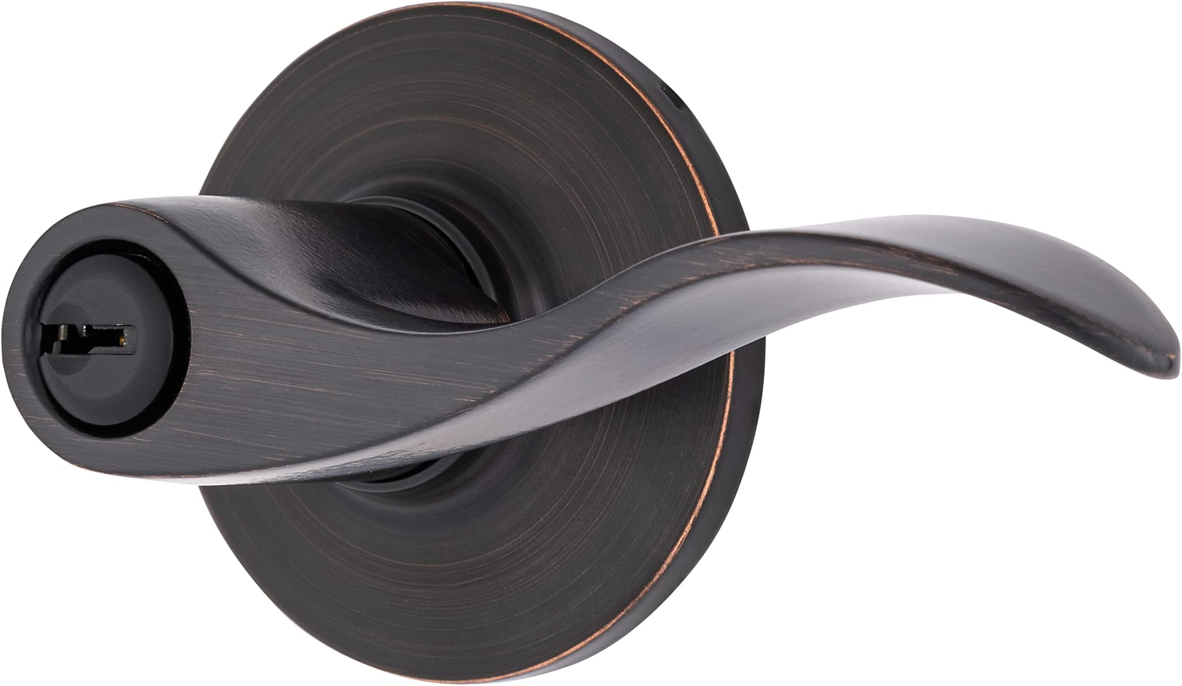 Transitional Keyed Entry Wave Door Lever, Tuscan Bronze - Designed for Traditional and Transitional Homes and Blends Seamlessly with Interior Décor (E2418-150)