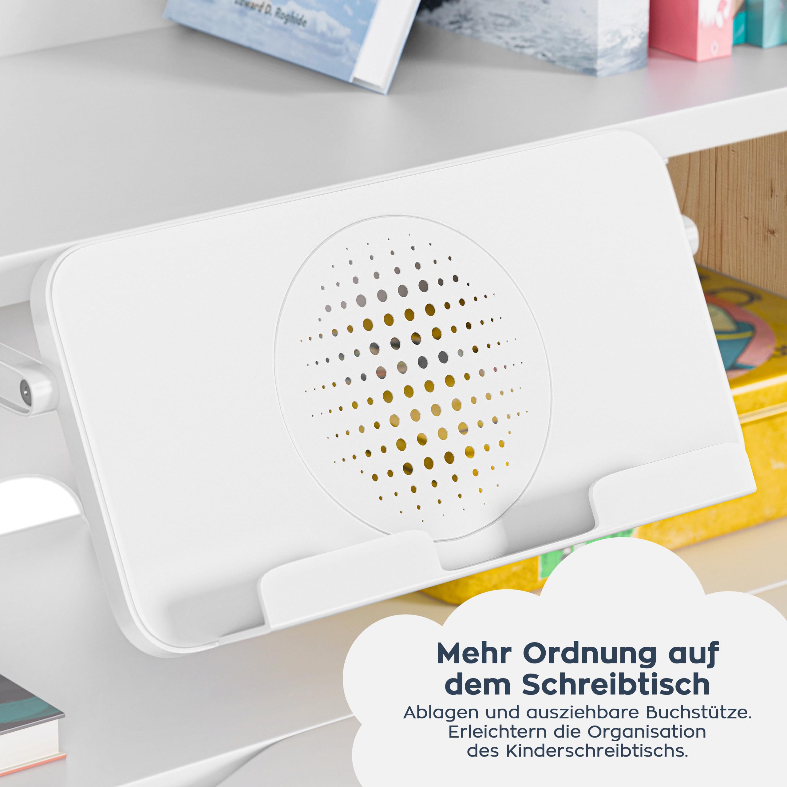 TULANO Mark Adler Study 5.0 Wood – Schreibtisch Kinder ab 6 Jahren höhenverstellbar – Ergonomischer Kinderschreibtisch neigbar mit mitwachsender Funktion, Schublade & Buchstütze – 90 x 60 cm – Eiche