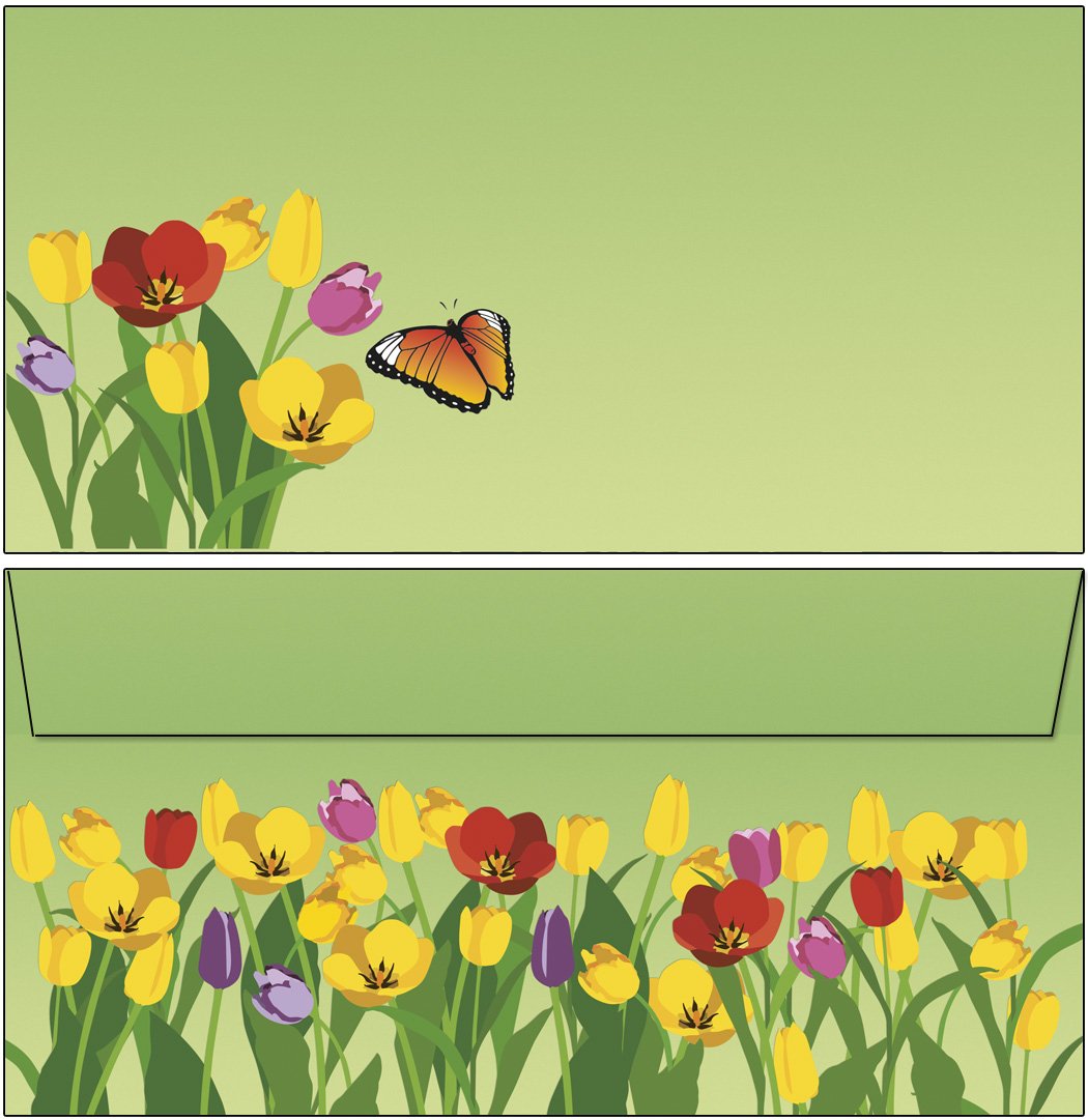 Envelopes Colourful Tulip Meadow Envelopes DIN Long Without Window 25 Kuverts