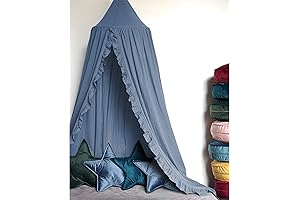 Whimsical Canopy Retreat: The Bed Canopy with Frills for Enchanting Adventures