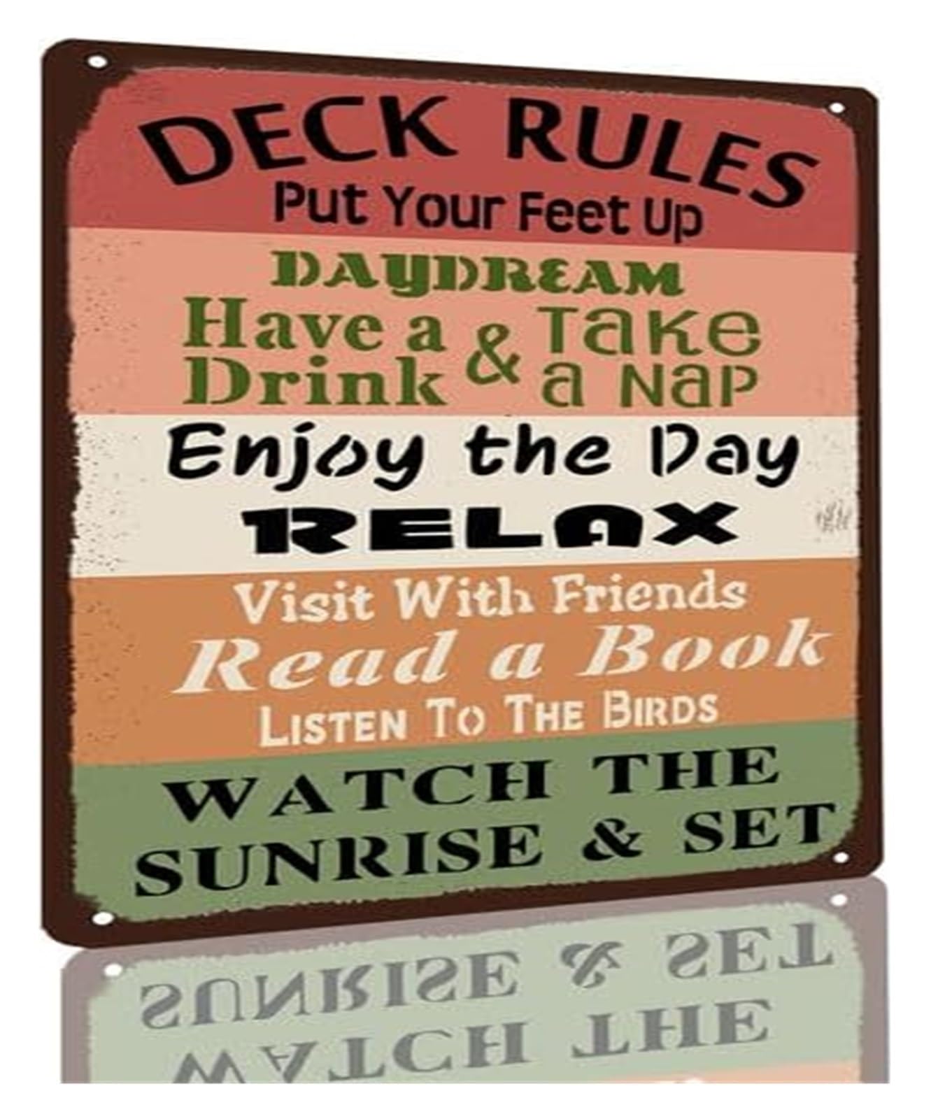 PKNVKZIDK Rustic Metal Tin Sign Deck Rules Vintage Retro Poster for Man Cave Game Room Basement Bar Garage Pub Wall Decor 8 X 12 inch