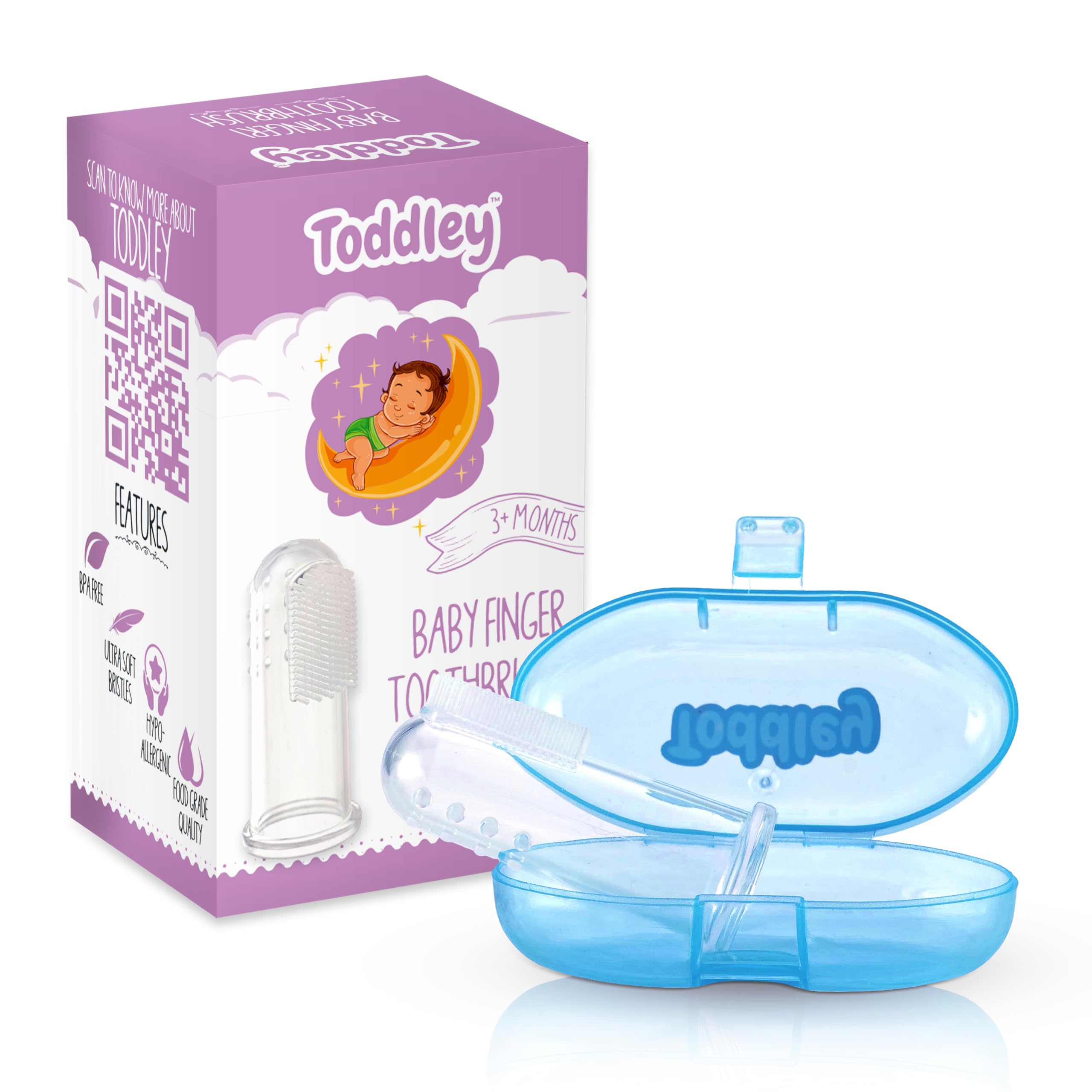 Toddley Baby Silicone Finger Brush with Super Soft Bristles and Storage Case for Easy Teeth/Gum Cleaning of Babies/Kids For 3+ Month Baby(Blue) Pack of 1, Manual (B0CM6K6M5L) Amazon Price History, Amazon Price Tracker
