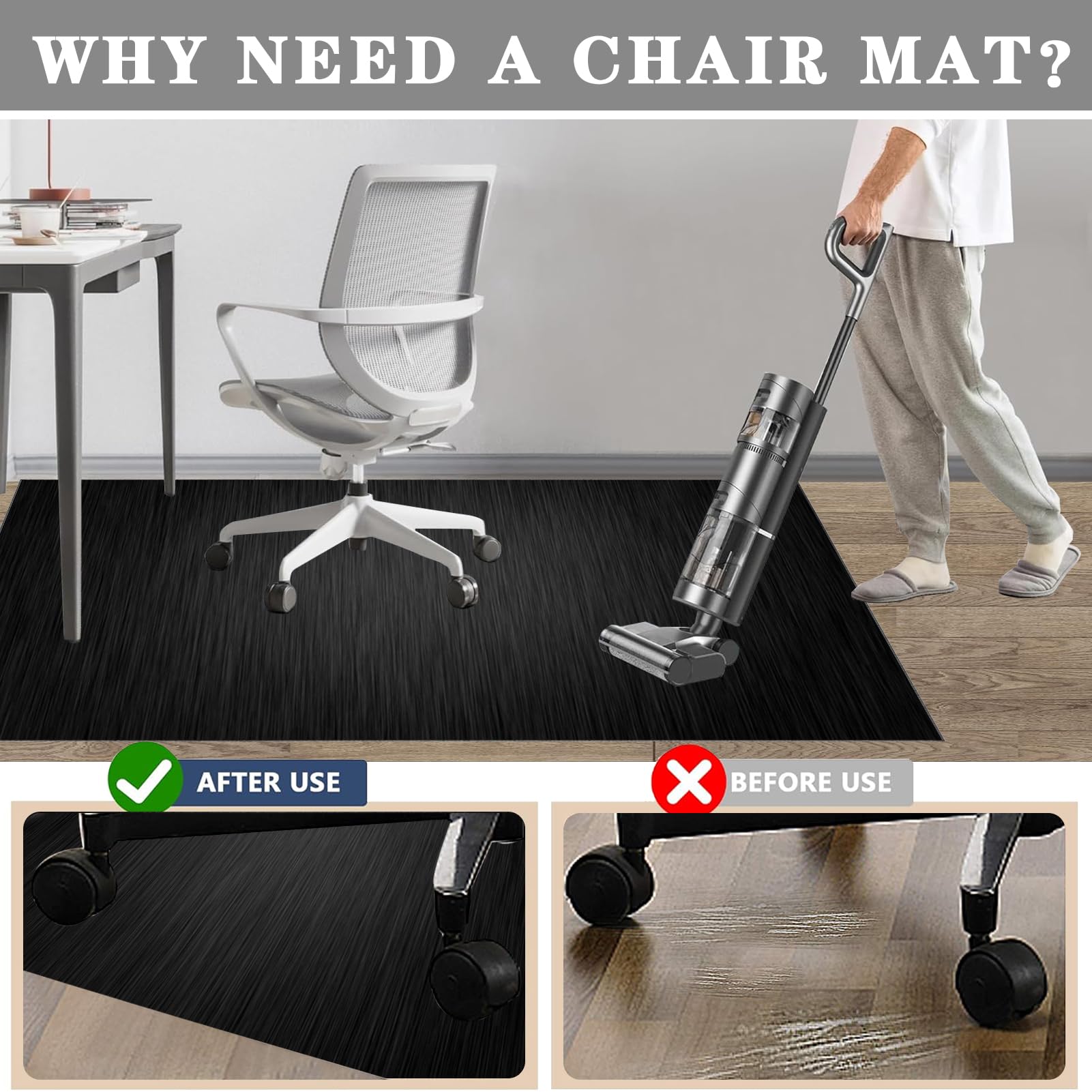 JaevKwzy Office Chair Mats for Hardwood Floors Gaming Chair Mat for Office Carpet Chair Mats Non Slip Floor Protector Mat for Chairs Desk Chairmats Office Floor Protector mat 140 x 180 cm - Image 4