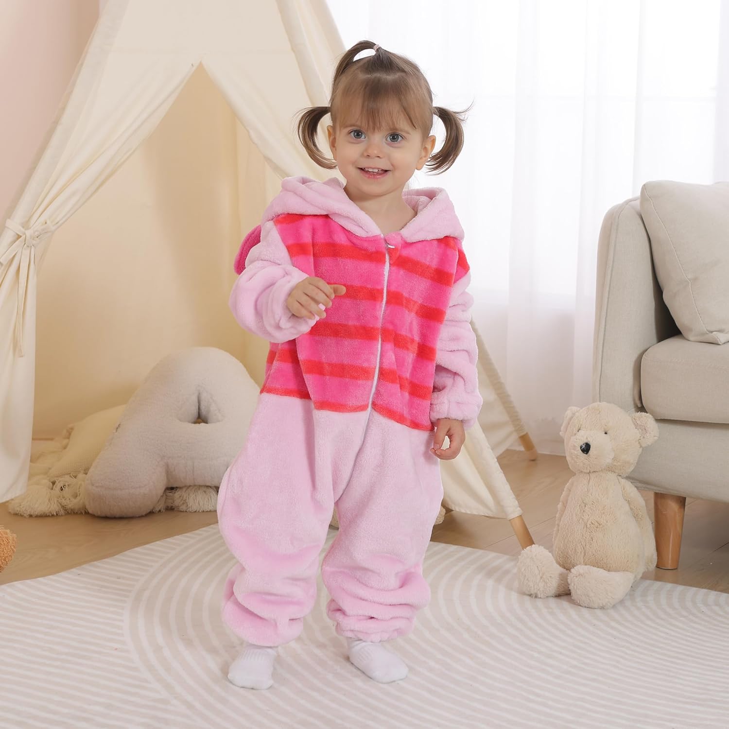 Unisex Baby Flannel Romper Animal Onesie For Toddler Costume Hooded Cartoon Outfit