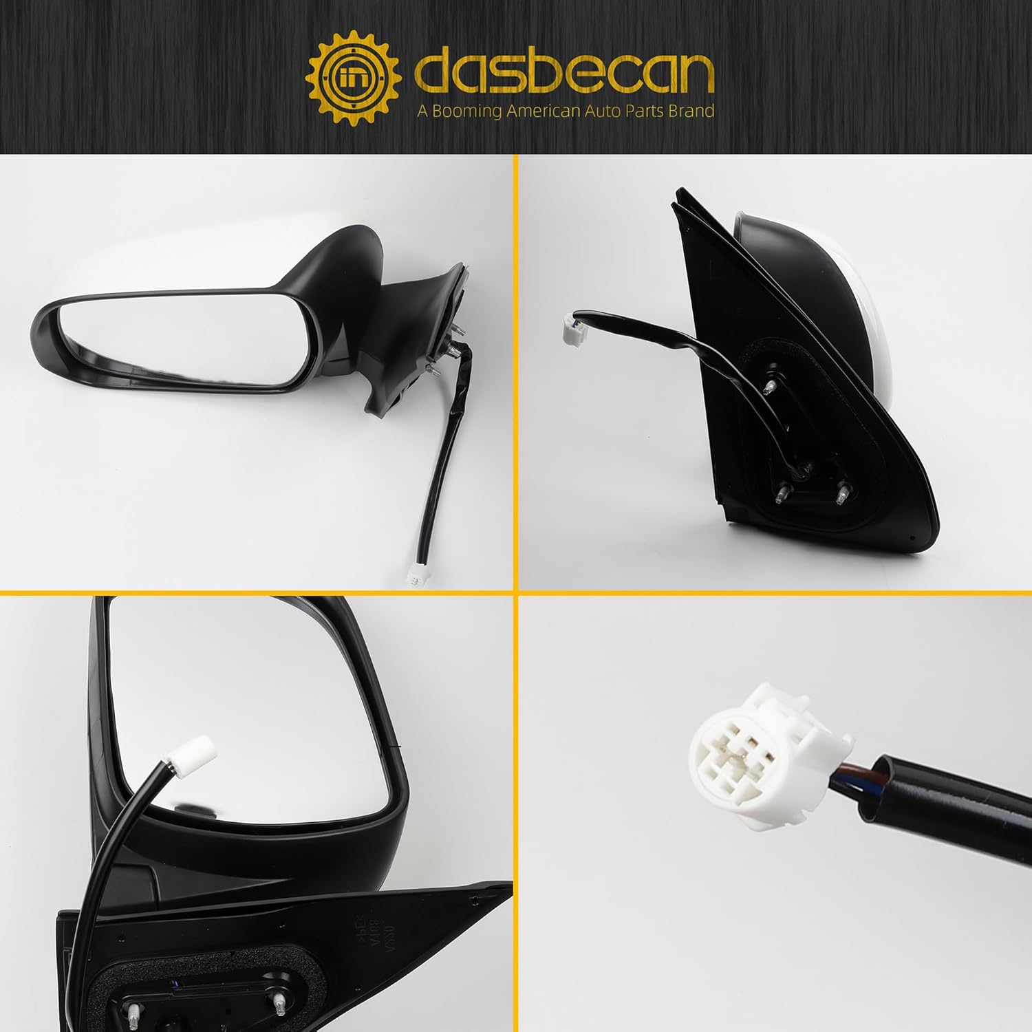 Dasbecan Driver Side Mirror Compatible With 2005-2011 Toyota Tacoma Mirror with Manual Folding/Power Glass Replaces# TO1320256 White Paint 3pins